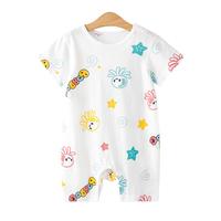 巴布豆 BoBDoG【100%棉】儿夏季薄款连体衣男女宝宝短袖纯棉包屁衣