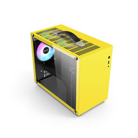 动力火车;POWERTRAIN未知玩家X100手提便携matx机箱桌面mini小机箱台式机itx风冷主机箱 X100黄色+3棱镜4pro风扇【ARGB】