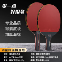 龙卡图 乒乓球拍五星碳素专业级兵乓儿童长短柄横直单双拍套装