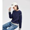 佐丹奴 2024年秋冬纯棉撞色明线女士卫衣针织圆领套头卫衣女款