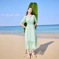 【24年夏新】清新碎花V领连衣裙女收腰显瘦飘逸中长裙
