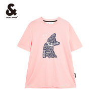 【清仓短袖T恤3】杰克琼斯夏季潮流印花短袖T恤纯棉透气凉爽 185/104A/XL 含蓄粉224201228A20