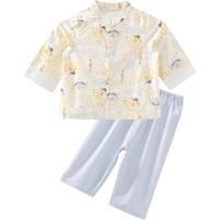 aqpa汉服套装春秋新生婴儿长袖长裤男女宝宝外出国潮古风儿童两件套装
