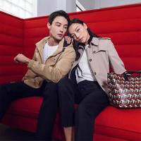 TOMMY HILFIGER 女方针单扣腰带收腰翻领中长款风衣外套 24966