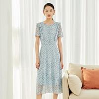 【精致优雅】夏日薄纱短袖连衣裙女甜美休闲中长款A字裙