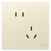 德力西（DELIXI）开关插座806免喷涂哑光磨砂大板斜五孔插座10A银桂黄