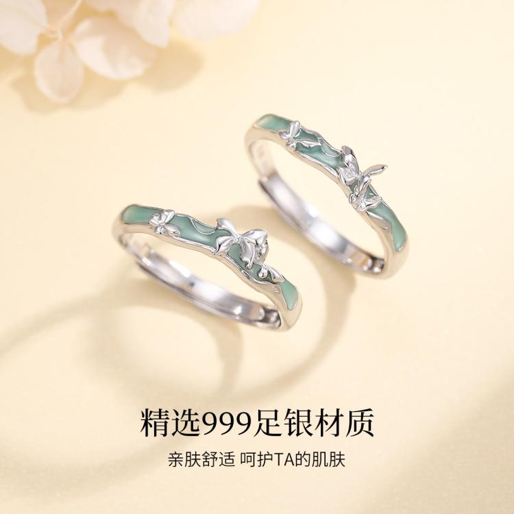 共振同频闺蜜纯银对戒女生一对999足银戒指送拉拉戒指