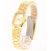 CASIO 卡西欧 男女简约方形面盘金属表带防水石英手表 Gold 10156952962420