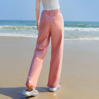 乐町渐变喷色牛仔裤百搭阔腿裤粉色女士潮流宽松显瘦裤子 粉色 M