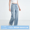 乐町 高腰破洞直筒牛仔裤2025年夏季新款宽松显瘦个性阔腿裤子女 牛仔浅蓝（现货）