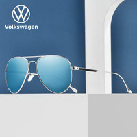 一汽-大众 VOLKSWAGEN德国大众墨镜男太阳镜开车防强光眼镜 V036 C3-银框冰蓝片