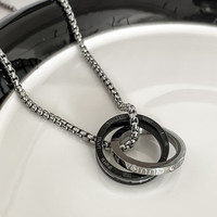 戚小米 钛钢项链 双环吊坠 60cm