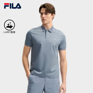 FILA 斐乐黄景瑜同款男子针织短袖领航POLO衫2025夏商务休闲上衣 暗石蓝-BU L 175/96A/L
