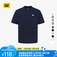 CAT 卡特25春夏男士户外双色厚版发泡印花短袖T恤 藏青 XL