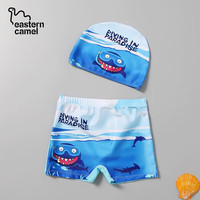 东方骆驼;EASTERN CAMEL儿童泳裤男童游泳衣卡通平角速干小童宝宝泳衣中大童男孩韩国温泉 蓝色冲浪龙 (泳裤+泳帽) 110 (2XL) 体重50-65斤