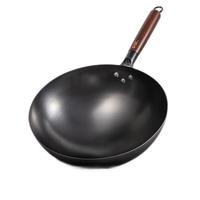 欧橡（OAK）章丘炒锅铁锅已开锅无涂层炒菜不粘锅燃气灶电磁炉34cm带盖 无涂层不粘章丘炒锅 2-7人 34cm