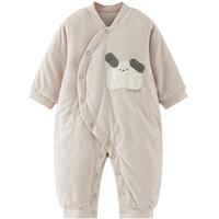 童泰婴儿连体衣秋冬季薄棉宝宝衣服夹棉家居服哈衣爬服纯棉秋装 灰色 80cm