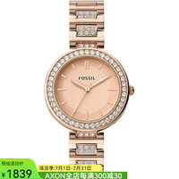 FOSSIL 化石 女士手表石英机芯不锈钢表带50米防水24mm小表盘BQ3603 Pink os