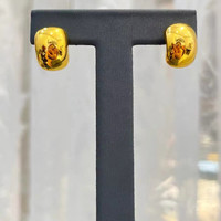 微奢妙珠 5D硬金无氰豆豆耳钉999足金镜面时尚耳环纯金耳饰