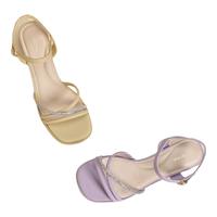 奥康 女鞋2025夏季时装凉鞋一字带摩登粗跟约会配裙百搭凉拖 黄 39