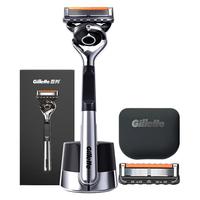  Gillette/吉列 5层刀片 男士剃须刀+刀架+刀头+底座+旅行刀套  1刀架2刀头