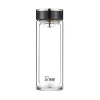 希诺双层玻璃杯男士车载办公过滤泡茶杯子便携家用水杯XN-1002 340mL 深海蓝 340mL