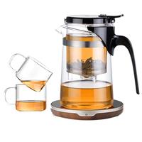 尚明耐热玻璃一键过滤飘逸杯红茶泡茶壶茶水分离过滤功夫茶具套装 500ml+恒温宝+2小杯*100ml