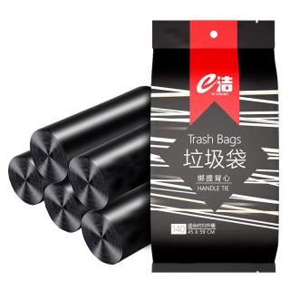 e洁 绑提式垃圾袋手提式可绑可提家用厨房酒店用塑料袋 108只 10L 双面2丝厚度 45x59cm