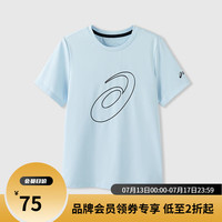 ASICS 亚瑟士 童装2025年夏季吸湿速干弹力舒适圆领运动短袖T恤 5002浅蓝色 170