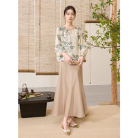 三彩【芳露凝香】2025春季新款新中式刺绣印花宽松衬衣民族风C