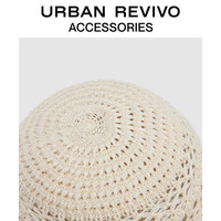 URBAN REVIVO2025夏季女士肌理钩花针织渔夫帽UAYA50166 米白 均码