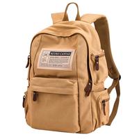 新潮代双肩包男帆布休闲大书包大容量出差旅行背包简约潮电脑包 薄雾灰【可放15.6英寸电脑】