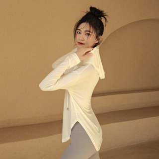 瑜伽服运动上衣女夏季款宽松气质长袖时尚外穿休闲外套连帽服 L