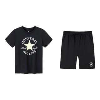 匡威（Converse）匡威童装夏季男女童吸湿运动两件套柔软舒适凉感儿童套装 正黑色 150 /72 【身高140-152cm】
