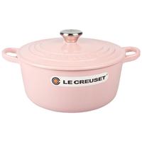 酷彩（Le Creuset）圆形雪纺粉珐琅锅法国铸铁汤锅焖蒸炖煮煲汤煮粥20cm 雪纺粉圆形锅 20cm