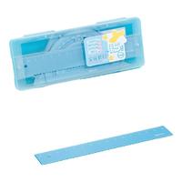 得力(deli)铝合金考试金属套尺(15cm波浪边直尺/三角尺/量角器) 绘图尺子套装文具4件套九九乘法表 蓝 VC106