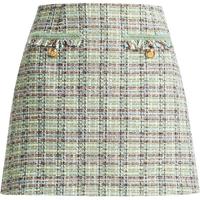 红袖香风流苏气质厚款短裙秋季女装毛边A字半身裙 绿格904 XS