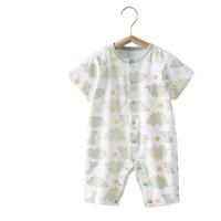 贝肽斯婴儿衣服夏季宝宝连体衣短袖薄款透气新生儿爬服春秋款睡衣