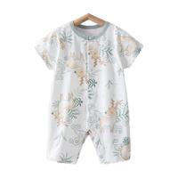 贝肽斯婴儿衣服夏季宝宝连体衣短袖薄款透气新生儿爬服春秋款睡衣 森林聚会 90cm