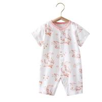 贝肽斯婴儿衣服夏季宝宝连体衣短袖薄款透气新生儿爬服春秋款睡衣 花间萌兔 90cm