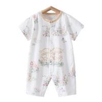 贝肽斯婴儿衣服夏季宝宝连体衣短袖薄款透气新生儿爬服春秋款睡衣 松趣在野 66cm