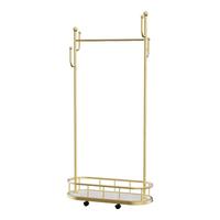 四万公里衣帽架可移动挂衣架仙人掌北欧风衣架落地置物架轻奢多功能晾衣架 轻奢金-80cm-4钩网篮万向轮