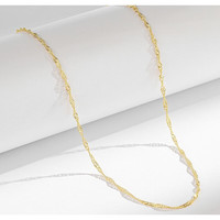 BOIGO999足银项链女无吊坠镀金彩金锁骨链金色链子彩银素链裸链饰品 990足银水波链 55CM