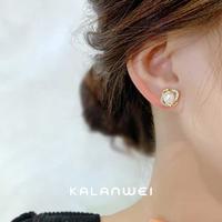 卡兰薇 KAL’ANWEI 交叉水钻珍珠耳钉 小众设计高级气质感女简约通勤百搭耳饰