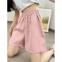 燠阳2025夏季休闲短裤女水洗工装裤宽松高腰阔腿裤女百搭三分裤 黑色 M 【80-110斤】