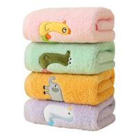 三利儿童毛巾纯棉洗脸幼儿园全棉卡通可爱洗澡家用方巾吸水洗脸巾 紫色鹅 1条