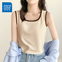 真维斯(JEANSWEST)吊带背心女2025夏季新款修身无袖t恤撞色内搭外穿辣妹方领上衣女