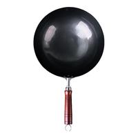 陳枝記铁锅家用炒菜锅无涂层陈枝记熟铁炒锅圆底锻打黑锅物理不粘锅 无耳30cm（单锅+盖+铲）