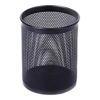 deli 得力 909 笔筒 金属网纹圆形款 黑色