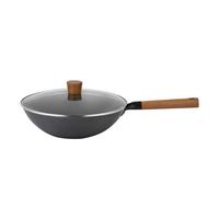 乐扣乐扣（LOCK&LOCK）旋压铁炒锅30cm 无涂层炒菜铁锅煤气灶电磁炉通用防滑木柄CCI3305 旋压铁锅30cm